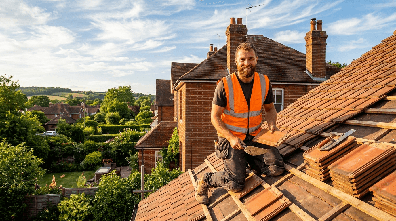 West Sussex Roofing — professional roofer at work
